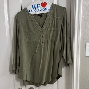 Torrid Olive Green Blouse with Button Detail